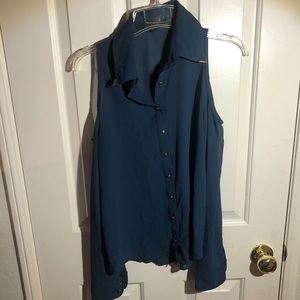 Chiffon blue blouse with cold shoulder size s